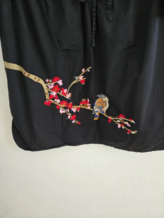 eshakti Black Dress with Embrodered Bird And Floral Design Size 1X-18W - Picture 6 of 9